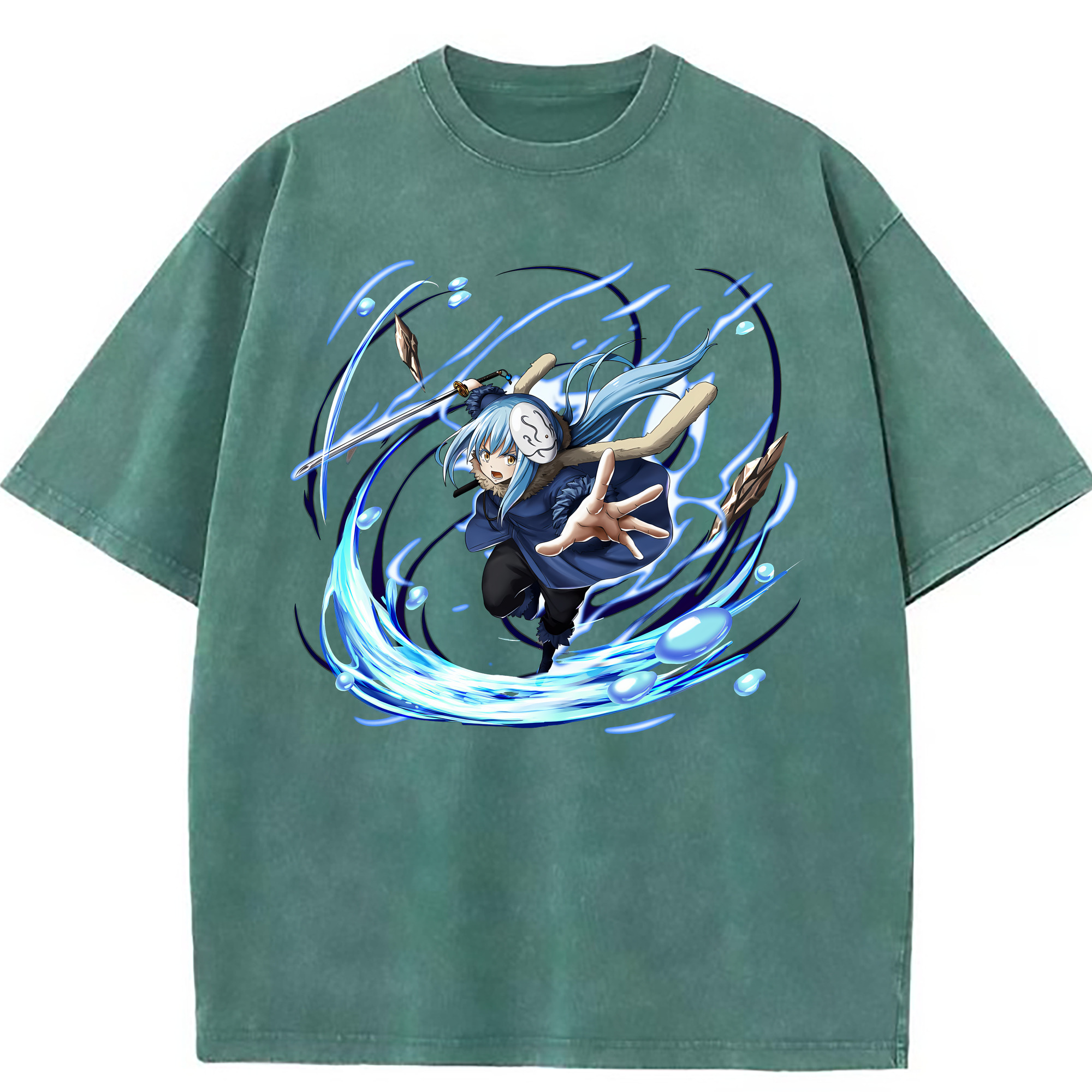 （画像用） 転スラ Regarding Reincarnated to Slime 綿100% ヴィンテージ風 半袖Tシャツ（フロントプリント）